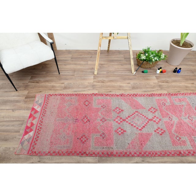 1970s Turkish Oushak Handmade Wool Cotton Pink Area Rug For Sale - Image 9 of 11