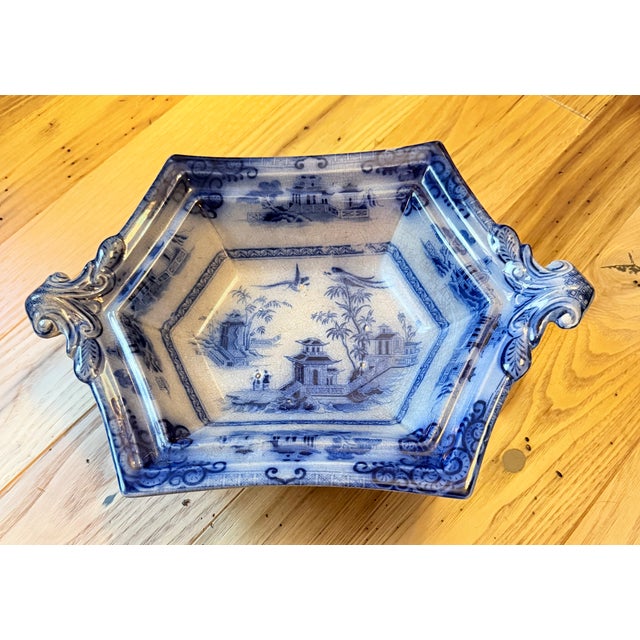 Antique Blue and White Pottery Server J. Clementson 19th Century English Ironstone Transferware For Sale - Image 15 of 18
