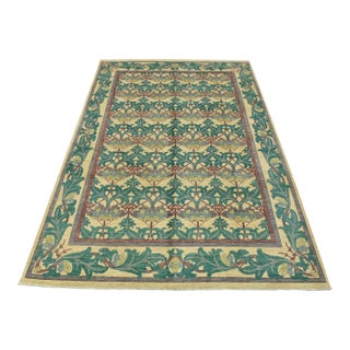 William Morris Rug 9’11” X 13’3” Beige Wool Hand-Knotted Oriental Carpet For Sale