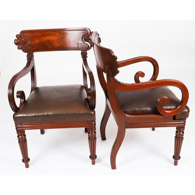 Brown Antique English William IV Bar Back Dining Chairs, 19th Century, Set of 8 For Sale - Image 8 of 18