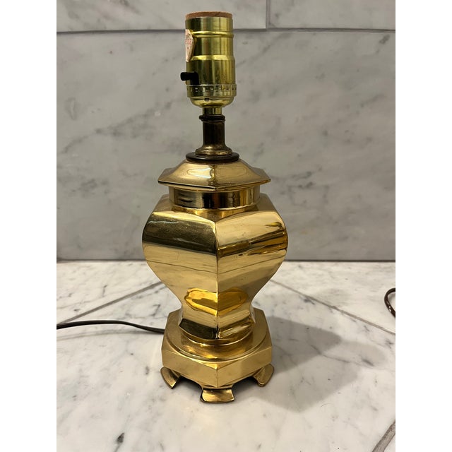 Brass Mid 20th Century Pair of Petite Brass Urn Lamps For Sale - Image 8 of 9