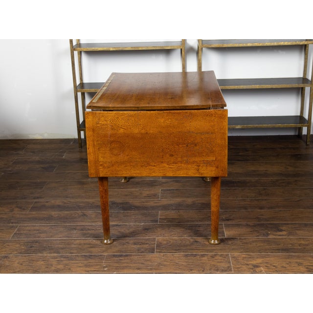 English 19th Century Oak Drop Leaves Draper's Table with Brass Measuring Tape For Sale - Image 12 of 12