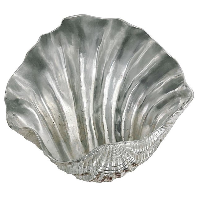 Arthur Court 1980 Vintage Arthur Court Oversized Clam Shell Centerpiece Bowl For Sale - Image 4 of 6