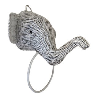 1980s Wicker Elephant Head For Sale