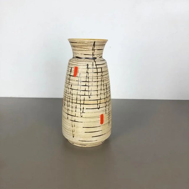 Large Op Art Abstract German Pottery Floor Vase from Bay Ceramics, 1960s For Sale - Image 3 of 15
