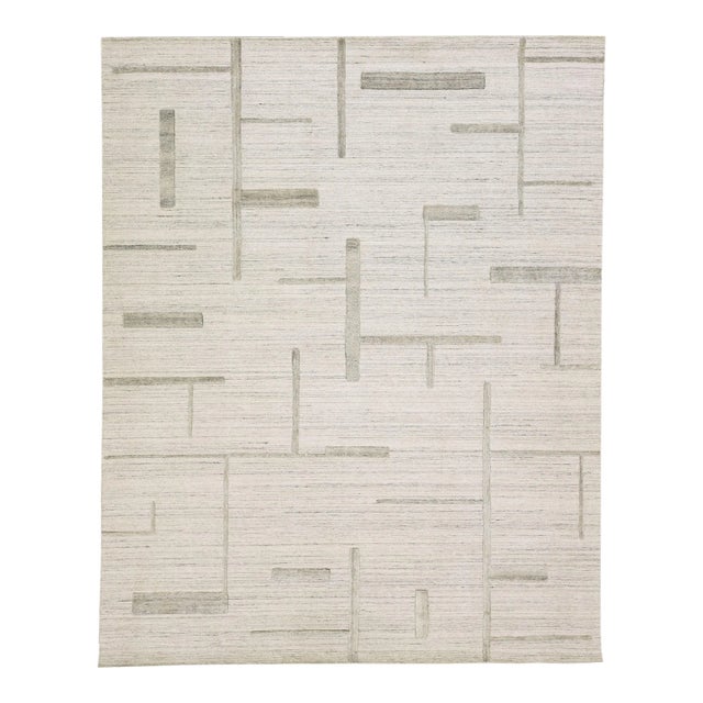 Ivory Contemporary Texture Handmade Wool & Viscose Rug Chairish