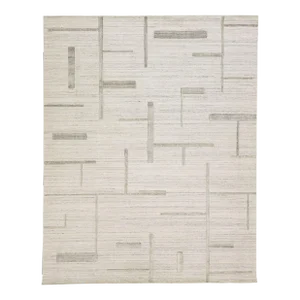 Ivory Contemporary Texture Handmade Wool & Viscose Rug