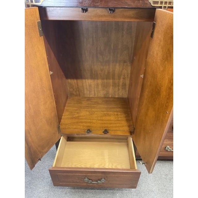 Wood Chinoiserie Cabinet Wardrobe Highboy Tall Chest of Drawers For Sale - Image 7 of 10