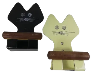 Cat-Shaped Hangers in Enamelled Metal, 1950s, Set of 2