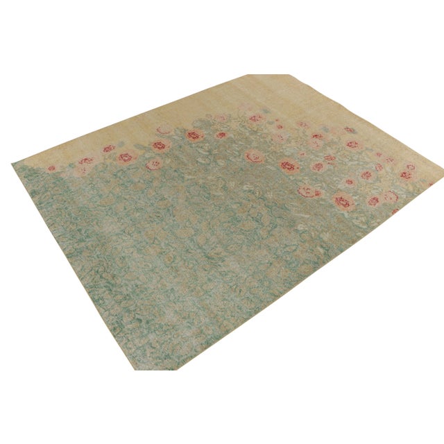 This rug is in stock and ready to ship. This 9'1"x11'11" The piece is hand-knotted in low-pile wool in a fabulous...