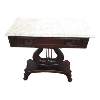 Kimball Victorian Style Solid Cherry Marble Top Console Table For Sale