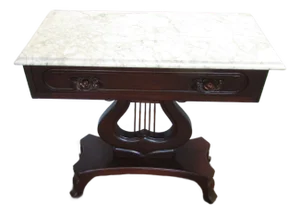 Kimball Victorian Style Solid Cherry Marble Top Console Table