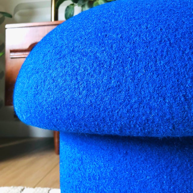 Blue Mushroom Ottoman in Cobalt Wool For Sale - Image 8 of 11