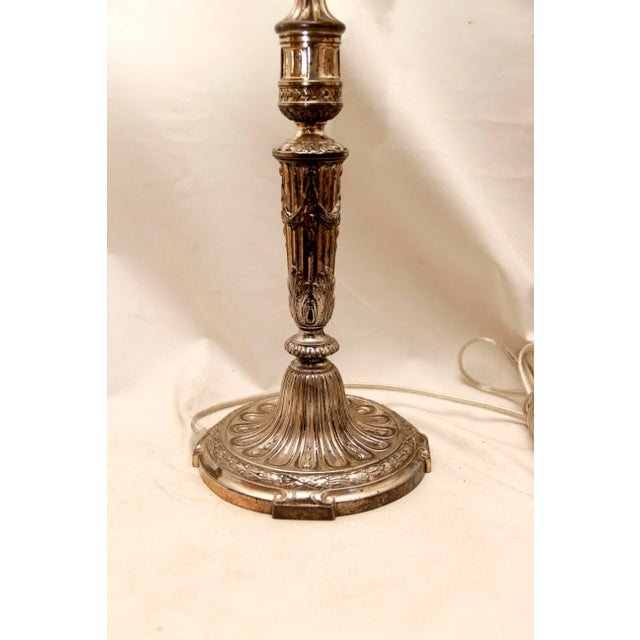 Victor Saglier and Freres Silver Plate Lamp For Sale - Image 4 of 7