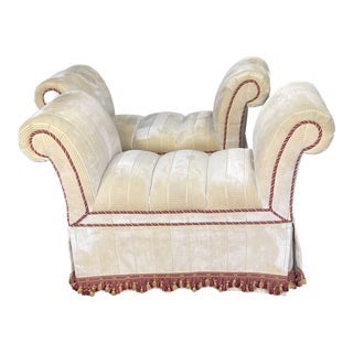 Pair of Cream Color Velvet and Cord Trim Window Seats - Benches For Sale