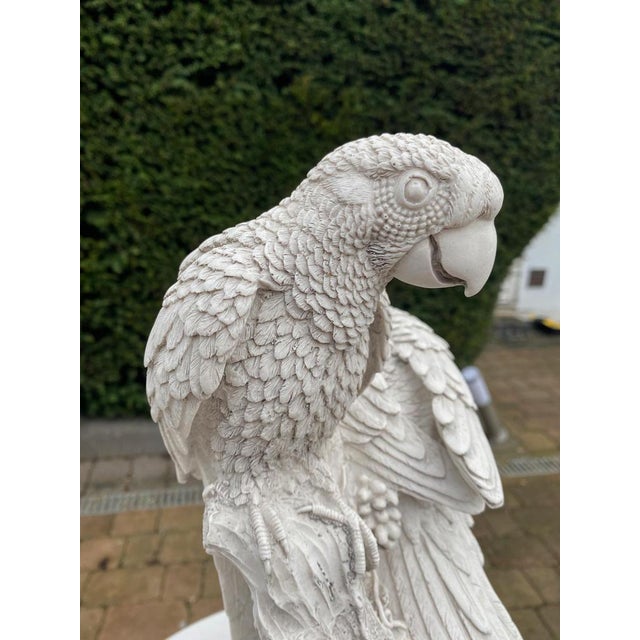 This captivating pair of parrot sculptures, crafted in the 20th century, features vibrant and intricately detailed...