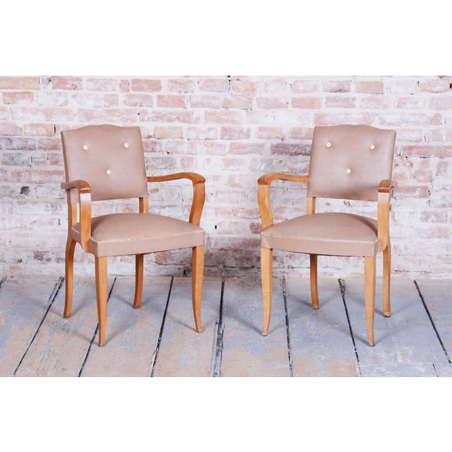 Brown Set of Art Deco Armchairs in Beech attributed to Jules Leleu, France, 1930s For Sale - Image 8 of 10