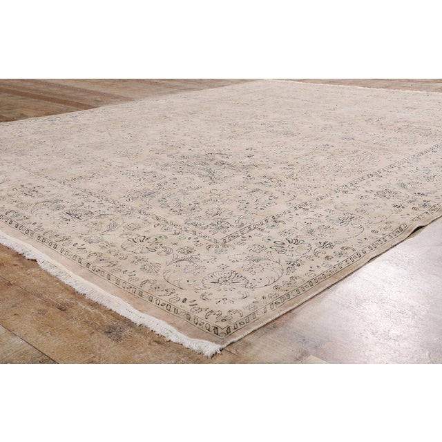 Tan Vintage Persian Tabriz Rug, 09'00 X 11'09 For Sale - Image 8 of 10