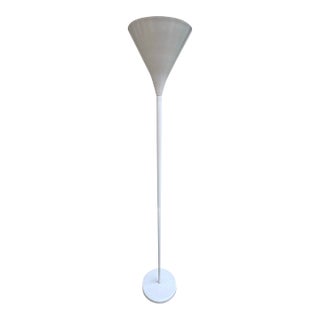 1970s Mid-Century Modern White Trumpet Torchiere Floor Lamp For Sale