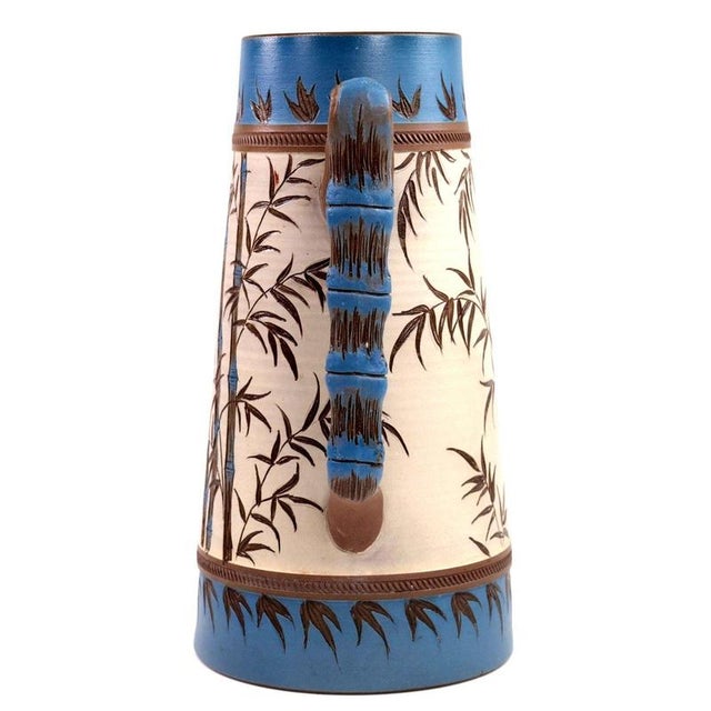 19th Century Antique Aesthetic Movement Stoneware Water Jug with Bamboo Pattern from Dudson, 1880 For Sale - Image 5 of 11