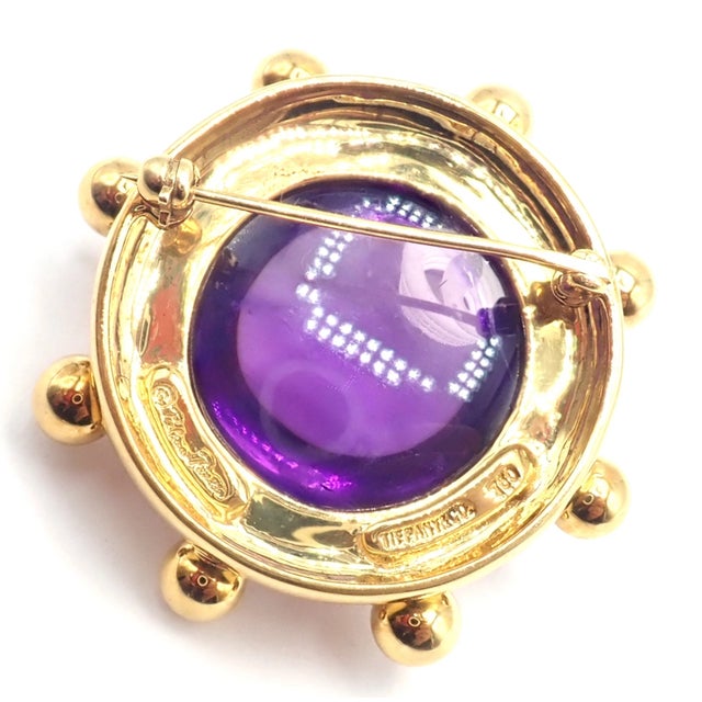1980s Tiffany & Co. Paloma Picasso Yellow Gold Large Amethyst Pin Brooch For Sale In Philadelphia - Image 6 of 7