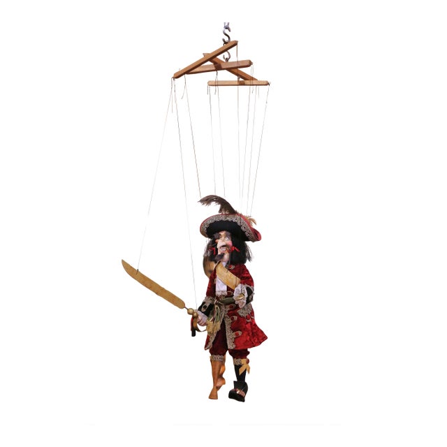 20th Century Italian Captain Hook Marionette Puppet For Sale