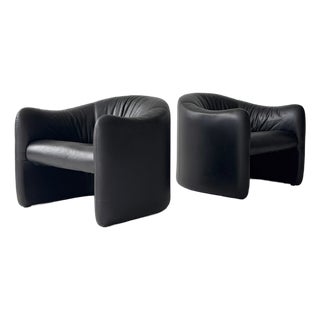 1970s Chubby Leather Lounge Chairs by Jules Heumann for Metropolitan For Sale