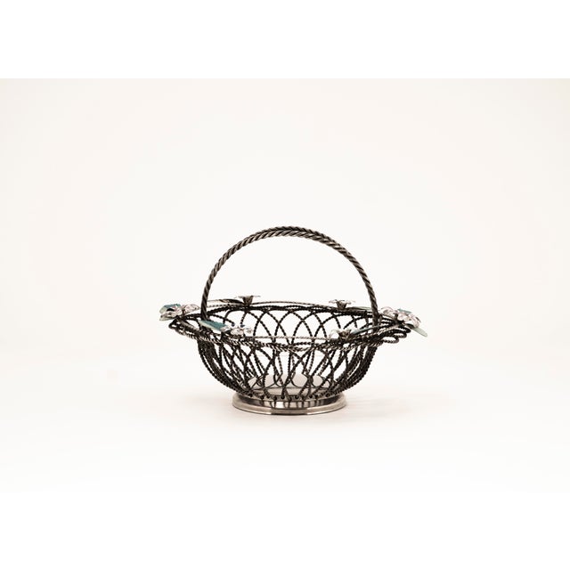 1950s Hollywood Regency Wire Basket with Floral Decor, 1950s For Sale - Image 5 of 10