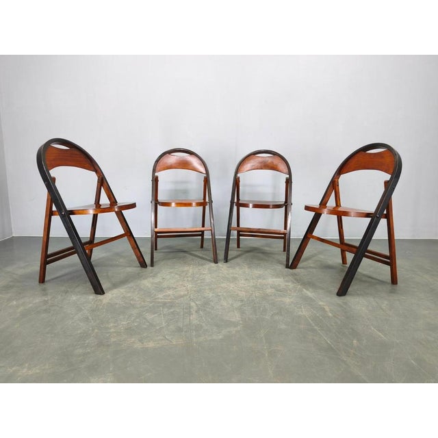 Bauhaus B751 Folding Chairs from Ligna, Czechoslovakia, 1930s, Set of 4 For Sale - Image 3 of 14