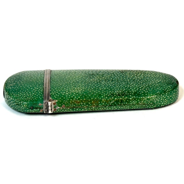 18th Century Green Shagreen and Silver Eyeglass Case with Monogram For Sale - Image 9 of 18