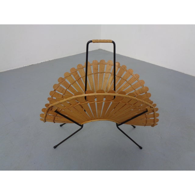 Italian Wicker and Iron Magazine Rack, 1960s For Sale - Image 9 of 18