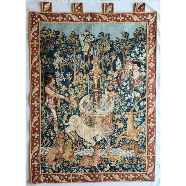 Late 20th C. Vintage French Goblys "La Licorne À La Fontaine" Unicorn Tapestry For Sale - Image 15 of 16
