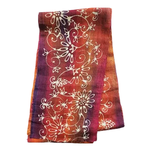Vintage Indonesian Jewel Tone Batik Bark Cloth Textile, 6 Yards