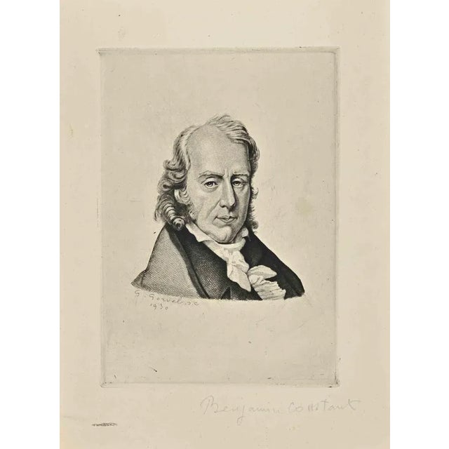 Portrait Of Benjamin Constant is a modern artwork realized by George Gorvel in 1930. Black and white etching on creamy-...