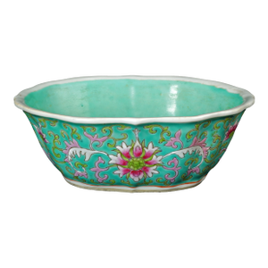 Chinese Turquoise Peony Bowl Late Qing Dynasty