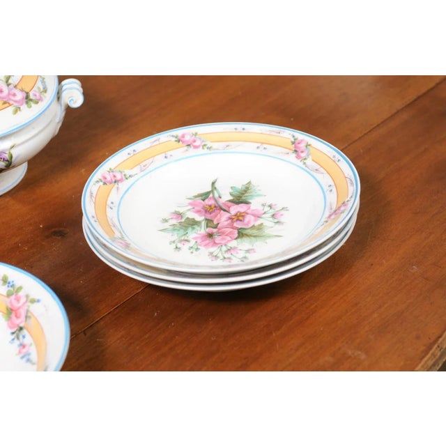 19th Century Porcelaine de Paris Floral Dish Set with Casserole and Plates Set- 9 Pieces For Sale - Image 9 of 13