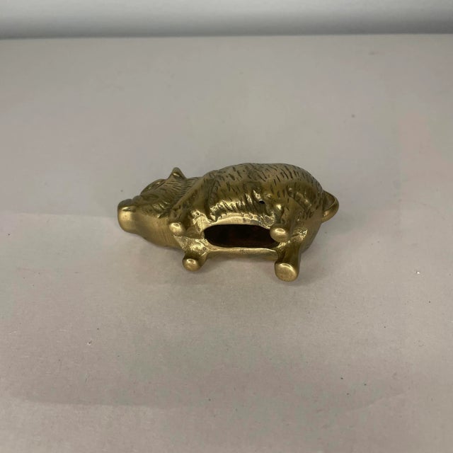 1970s Vintage Brass Pig Figurine For Sale - Image 5 of 6