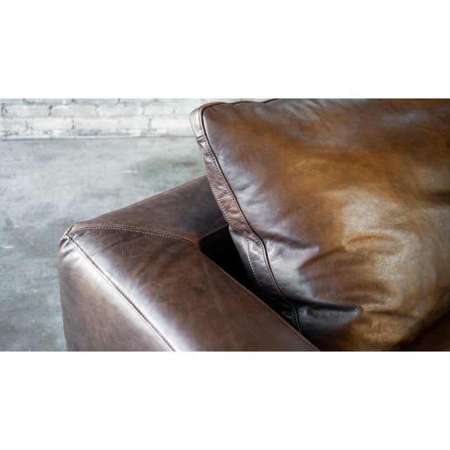 2010s Restoration Hardware Leather Cloud Sofa For Sale - Image 5 of 15
