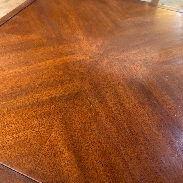 Wood 1974 Thomasville Regency Mahogany & Cane Two-Tier Side Table For Sale - Image 7 of 8