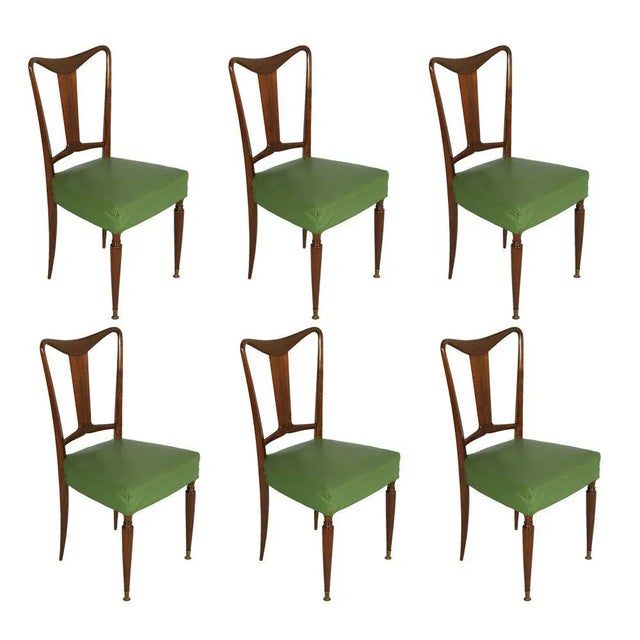 Mid-Century Modern Italian Mahogany Dining Table & Chairs Set from Palazzi dell'Arte, 1940s, Set of 7 For Sale - Image 3 of 8