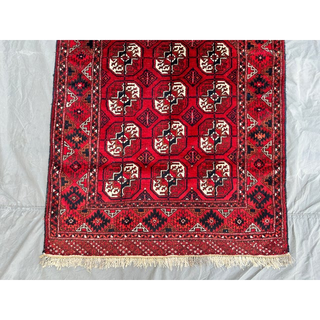 Red Bokhara Hand-Knotted Wool Rug - 5'8" X 3'4" For Sale - Image 4 of 13
