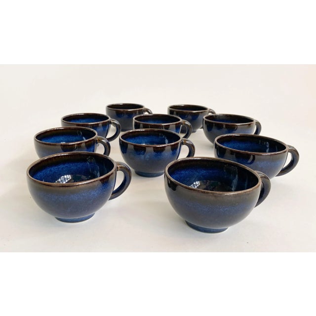 2000s Handmade French Porcelain Tourron Tea Cups and Saucers by Pierre