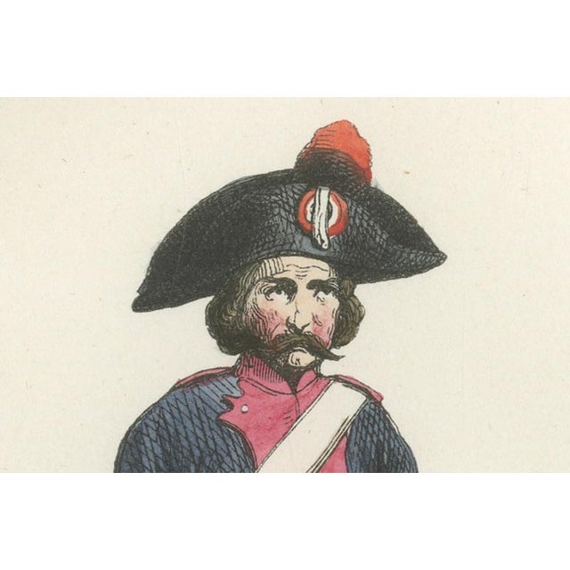 Title: French Heavy Cavalry 1795, Napoleonic Military Uniform Print This finely hand-colored 19th-century engraving...