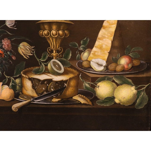 Flemish Artist, Still Life with Flowers and Fruit, 1750, Oil on Canvas For Sale - Image 6 of 15
