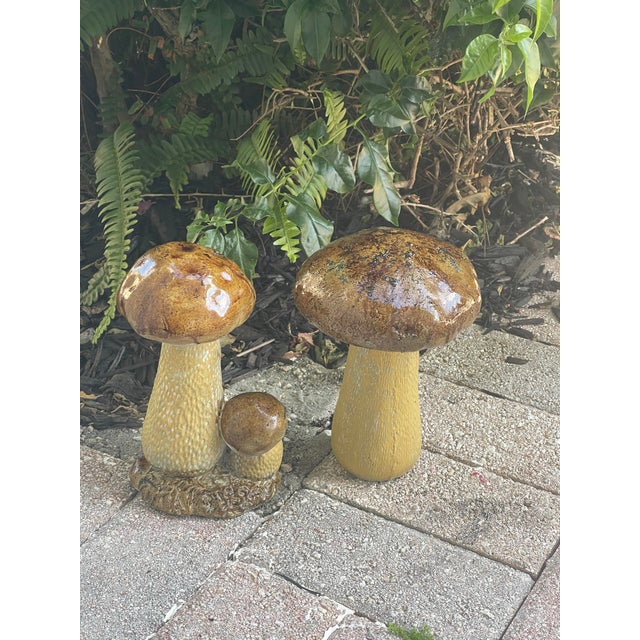 Contemporary 1960s Two Boletus Mushrooms Garden Concrete Ornaments, 2 Pieces For Sale - Image 3 of 4