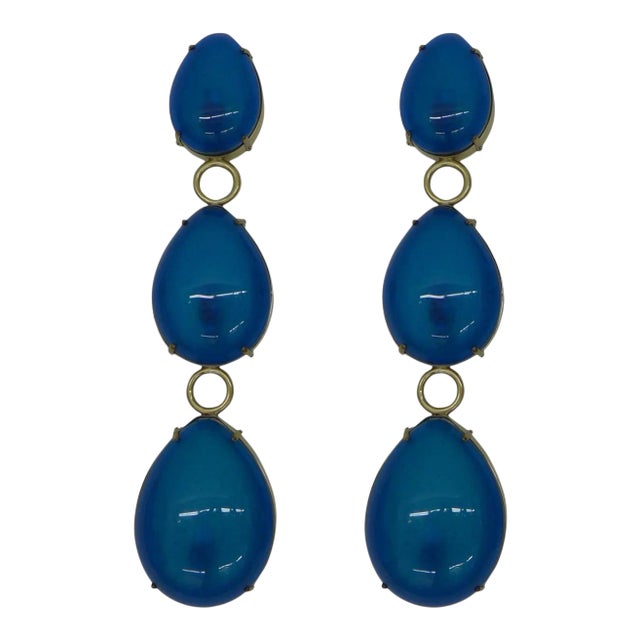 Aquamarine Tear Drop Sconces - A Pair For Sale