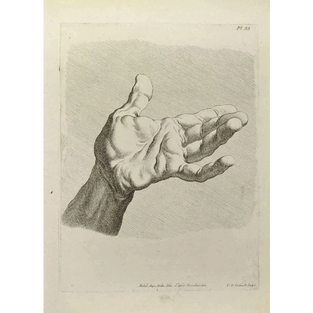 The Study of Hand after Bouchardon is an etching realized by Nicholas Cochin in 1755. Signed on the plate. Good...