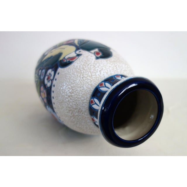 Art Deco Glazed Ceramic Vase with Birds by Amphora, 1920 For Sale - Image 3 of 12