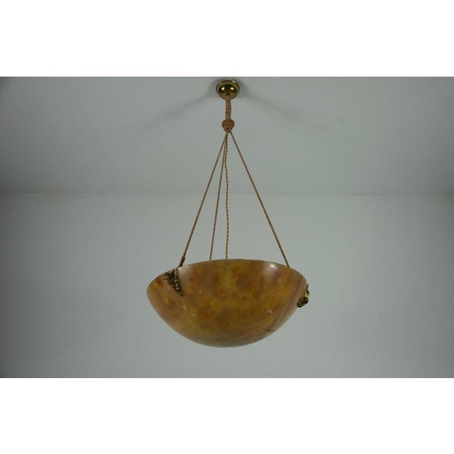 Large and Heavy Hand Carved Alabaster Ceiling Lamp, Germany, 1930s For Sale - Image 3 of 16