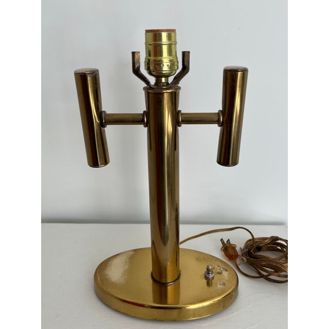 Robert Sonneman Mid-Century Brass Finish Double Arm Desk Lamp For Sale - Image 4 of 5